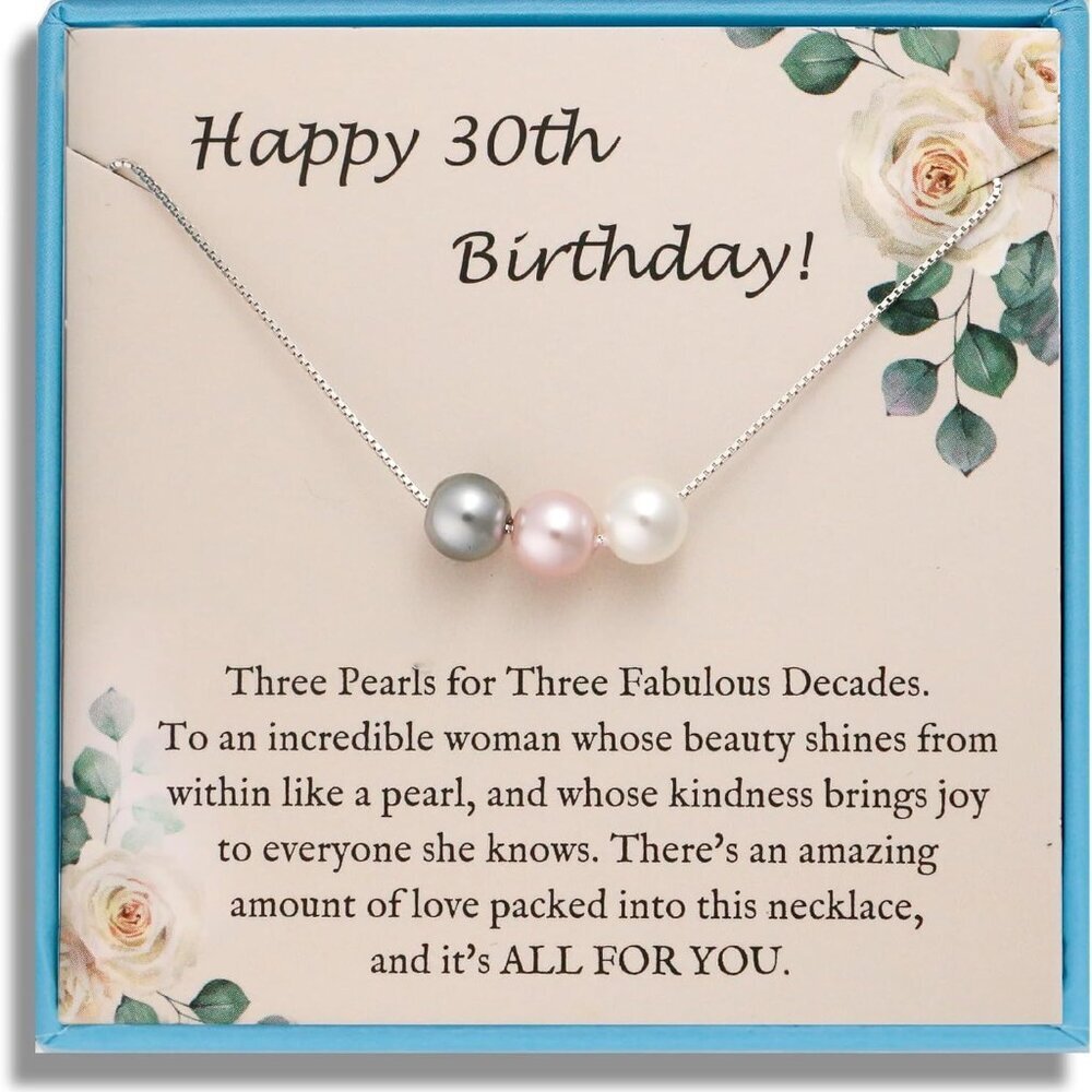 Birthday Gifts for Girls Women, Sterling Silver Pearl Necklace as 7 9 10 11 13 1